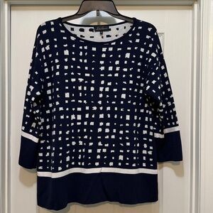 “Luisa Spagnoli Sweater Women’s M Navy White Heavy Knit Made in Italy”